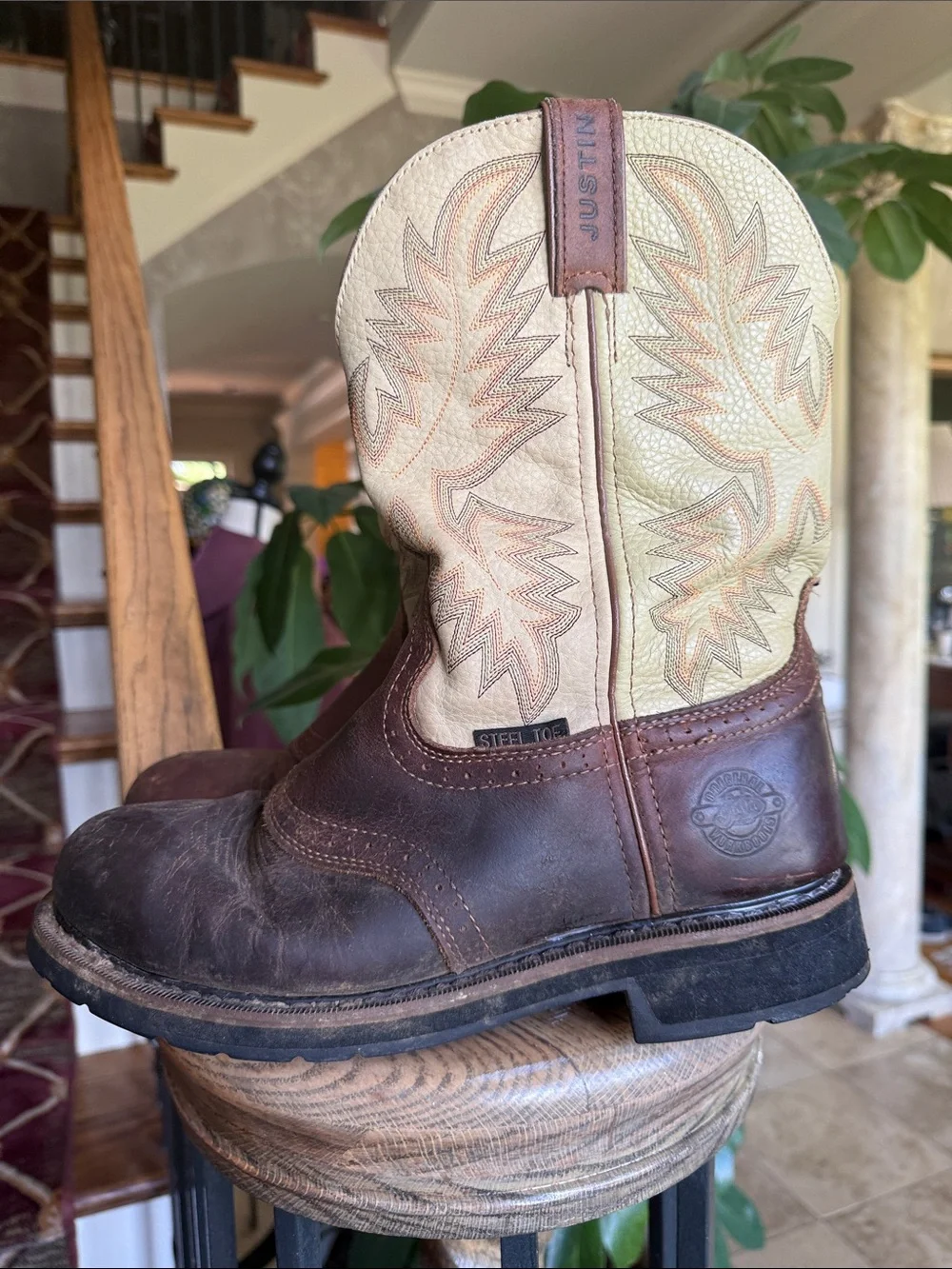 JUSTIN men’s superintendent steel toe work boot size 10 preowned very good cond